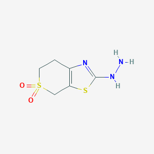 molecular formula C6H9N3O2S2 B15257450 2-Hydrazinyl-4H,6H,7H-5lambda6-thiopyrano[4,3-d][1,3]thiazole-5,5-dione 