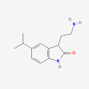 molecular formula C13H18N2O B15257469 3-(2-Aminoethyl)-5-(propan-2-yl)-2,3-dihydro-1H-indol-2-one 