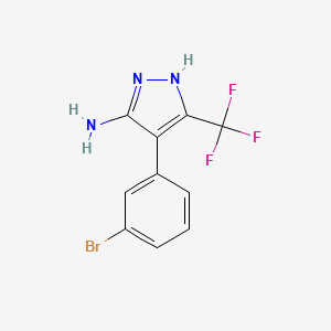 molecular formula C10H7BrF3N3 B15257505 4-(3-Bromophenyl)-3-(trifluoromethyl)-1H-pyrazol-5-amine 