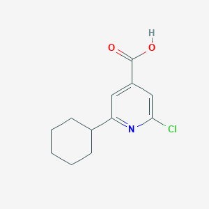 molecular formula C12H14ClNO2 B15257557 2-Chloro-6-cyclohexylpyridine-4-carboxylic acid 