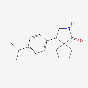 molecular formula C17H23NO B15257584 4-[4-(Propan-2-yl)phenyl]-2-azaspiro[4.4]nonan-1-one 