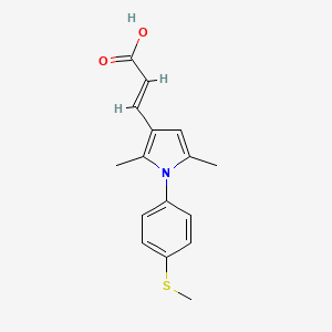 molecular formula C16H17NO2S B15257612 (2E)-3-[2,5-dimethyl-1-[4-(methylthio)phenyl]-1H-pyrrol-3-yl]acrylic acid 