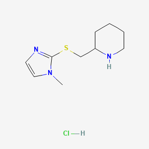 molecular formula C10H18ClN3S B15257617 2-{[(1-methyl-1H-imidazol-2-yl)sulfanyl]methyl}piperidine hydrochloride 