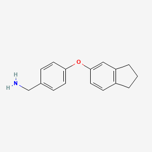 molecular formula C16H17NO B15257645 4-(Indan-5-yloxy)benzylamine 