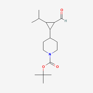 molecular formula C17H29NO3 B15257661 tert-Butyl 4-[2-formyl-3-(propan-2-yl)cyclopropyl]piperidine-1-carboxylate 