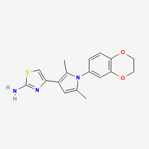 molecular formula C17H17N3O2S B15257710 4-[1-(2,3-Dihydro-1,4-benzodioxin-6-yl)-2,5-dimethyl-1H-pyrrol-3-yl]-1,3-thiazol-2-amine 