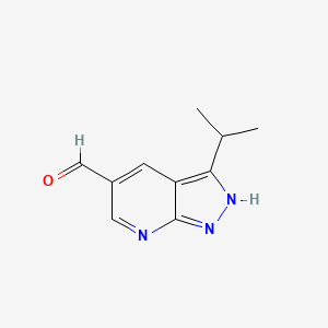 molecular formula C10H11N3O B15257737 3-(Propan-2-YL)-1H-pyrazolo[3,4-B]pyridine-5-carbaldehyde 