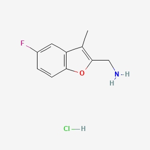 molecular formula C10H11ClFNO B1525777 (5-Fluoro-3-methyl-1-benzofuran-2-yl)methanamine hydrochloride CAS No. 1315365-09-3