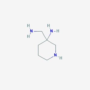 molecular formula C6H15N3 B15257782 3-(Aminomethyl)piperidin-3-amine 