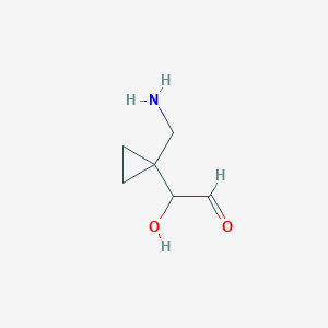 molecular formula C6H11NO2 B15257807 2-[1-(Aminomethyl)cyclopropyl]-2-hydroxyacetaldehyde 