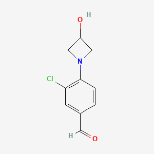 molecular formula C10H10ClNO2 B15257837 3-Chloro-4-(3-hydroxyazetidin-1-yl)benzaldehyde 