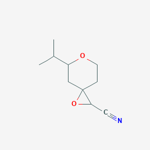 molecular formula C10H15NO2 B15257848 5-(Propan-2-yl)-1,6-dioxaspiro[2.5]octane-2-carbonitrile 