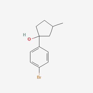 molecular formula C12H15BrO B15257851 1-(4-Bromophenyl)-3-methylcyclopentan-1-ol 