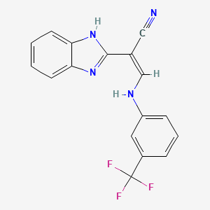 molecular formula C17H11F3N4 B15257885 (Z)-2-(1H-benzimidazol-2-yl)-3-[3-(trifluoromethyl)anilino]prop-2-enenitrile 