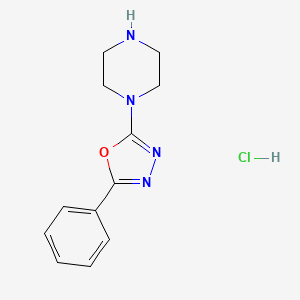 molecular formula C12H15ClN4O B15257908 1-(5-Phenyl-1,3,4-oxadiazol-2-yl)piperazine hydrochloride 