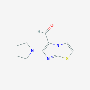 molecular formula C10H11N3OS B15257943 6-(Pyrrolidin-1-YL)imidazo[2,1-B][1,3]thiazole-5-carbaldehyde 