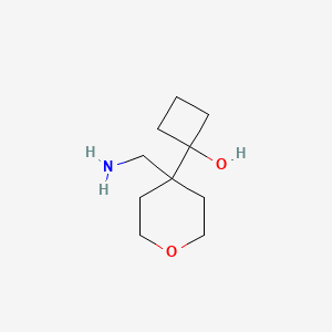 molecular formula C10H19NO2 B15257971 1-[4-(Aminomethyl)oxan-4-yl]cyclobutan-1-ol 