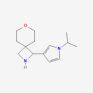 molecular formula C14H22N2O B15258007 1-[1-(Propan-2-yl)-1H-pyrrol-3-yl]-7-oxa-2-azaspiro[3.5]nonane 