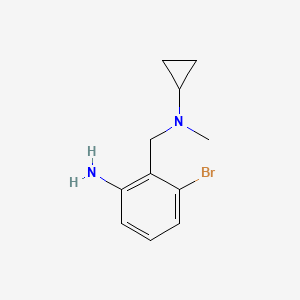 molecular formula C11H15BrN2 B15258059 3-Bromo-2-((cyclopropyl(methyl)amino)methyl)aniline 