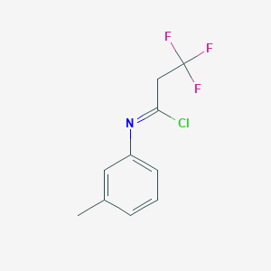 molecular formula C10H9ClF3N B15258080 3,3,3-trifluoro-N-(3-methylphenyl)propanimidoyl chloride 