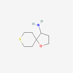 molecular formula C8H15NOS B15258087 1-Oxa-8-thiaspiro[4.5]decan-4-amine 