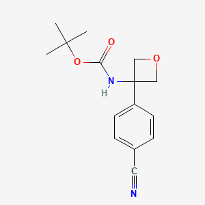 molecular formula C15H18N2O3 B1525814 3-Boc-氨基-3-(4-氰基苯基)氧杂环丁烷 CAS No. 1158098-77-1
