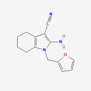 molecular formula C14H15N3O B15258171 2-amino-1-(2-furylmethyl)-4,5,6,7-tetrahydro-1H-indole-3-carbonitrile 