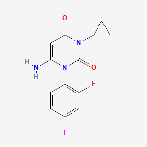 molecular formula C13H11FIN3O2 B1525821 6-Amino-3-cyclopropyl-1-(2-fluoro-4-iodophenyl)pyrimidine-2,4(1H,3H)-dione CAS No. 871700-28-6