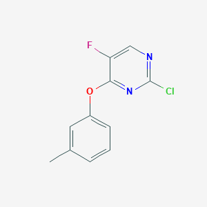 molecular formula C11H8ClFN2O B15258254 2-Chloro-5-fluoro-4-(3-methylphenoxy)pyrimidine 