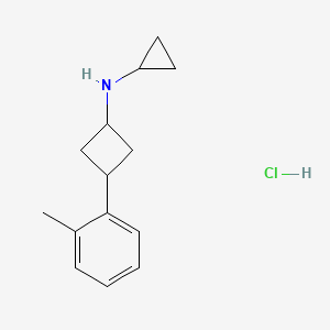 molecular formula C14H20ClN B1525833 N-cyclopropyl-3-(2-methylphenyl)cyclobutan-1-amine hydrochloride CAS No. 1354954-29-2