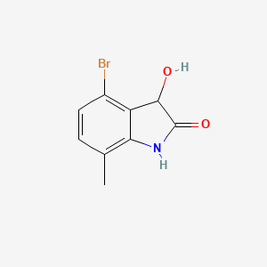 molecular formula C9H8BrNO2 B15258371 4-Bromo-3-hydroxy-7-methyl-2,3-dihydro-1H-indol-2-one 