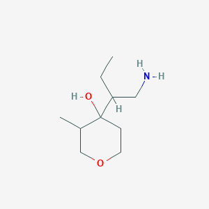 molecular formula C10H21NO2 B15258465 4-(1-Aminobutan-2-yl)-3-methyloxan-4-ol 