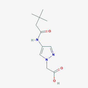molecular formula C11H17N3O3 B1525847 2-[4-(3,3-二甲基丁酰胺)-1H-吡唑-1-基]乙酸 CAS No. 1178852-34-0