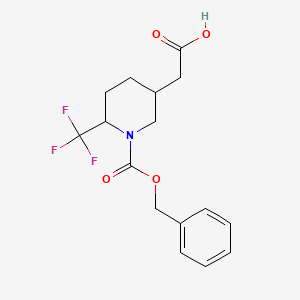 molecular formula C16H18F3NO4 B15258505 2-{1-[(Benzyloxy)carbonyl]-6-(trifluoromethyl)piperidin-3-yl}acetic acid 