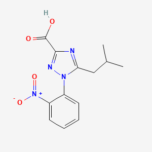 molecular formula C13H14N4O4 B15258526 5-(2-Methylpropyl)-1-(2-nitrophenyl)-1H-1,2,4-triazole-3-carboxylic acid 