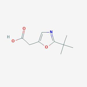 molecular formula C9H13NO3 B15258603 2-(2-Tert-butyl-1,3-oxazol-5-YL)acetic acid 