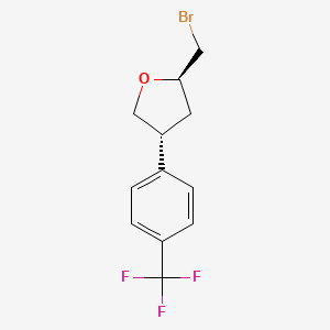 molecular formula C12H12BrF3O B15258609 (2R,4R)-2-(Bromomethyl)-4-[4-(trifluoromethyl)phenyl]oxolane 