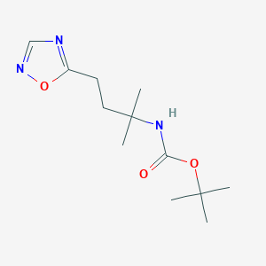 molecular formula C12H21N3O3 B1525862 tert-butyl N-[2-methyl-4-(1,2,4-oxadiazol-5-yl)butan-2-yl]carbamate CAS No. 1354954-19-0