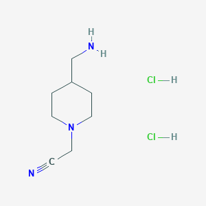 molecular formula C8H17Cl2N3 B1525863 2-[4-(Aminomethyl)piperidin-1-yl]acetonitrile dihydrochloride CAS No. 1354953-43-7