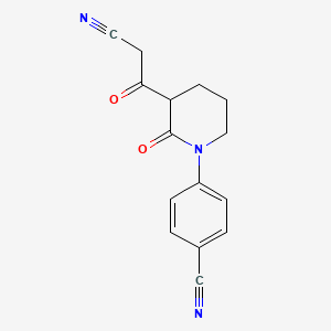 molecular formula C15H13N3O2 B15258657 4-[3-(2-Cyanoacetyl)-2-oxopiperidin-1-yl]benzonitrile 