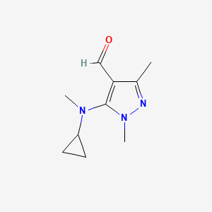 molecular formula C10H15N3O B15258665 5-[cyclopropyl(methyl)amino]-1,3-dimethyl-1H-pyrazole-4-carbaldehyde 