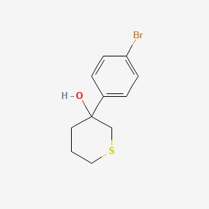 molecular formula C11H13BrOS B15258673 3-(4-Bromophenyl)thian-3-ol 