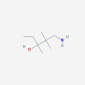 molecular formula C8H19NO B15258686 1-Amino-2,2,3-trimethylpentan-3-OL 