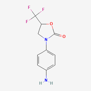 molecular formula C10H9F3N2O2 B1525872 3-(4-Aminophenyl)-5-(trifluoromethyl)-1,3-oxazolidin-2-one CAS No. 1354952-85-4