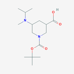 molecular formula C15H28N2O4 B15258780 1-[(tert-Butoxy)carbonyl]-5-[methyl(propan-2-yl)amino]piperidine-3-carboxylic acid 