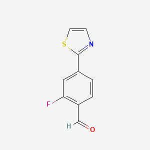 molecular formula C10H6FNOS B15258822 2-Fluoro-4-(2-thiazolyl)-benzaldehyde 