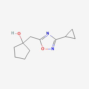 molecular formula C11H16N2O2 B15259153 1-[(3-Cyclopropyl-1,2,4-oxadiazol-5-yl)methyl]cyclopentan-1-ol 