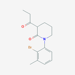 molecular formula C15H18BrNO2 B15259192 1-(2-Bromo-3-methylphenyl)-3-propanoylpiperidin-2-one 