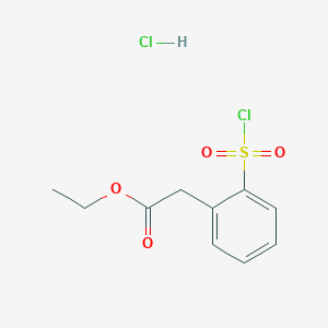 molecular formula C10H12Cl2O4S B15259194 Ethyl 2-[2-(chlorosulfonyl)phenyl]acetate hydrochloride 