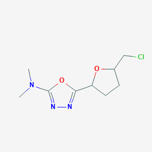 molecular formula C9H14ClN3O2 B15259457 5-[5-(Chloromethyl)oxolan-2-yl]-N,N-dimethyl-1,3,4-oxadiazol-2-amine 